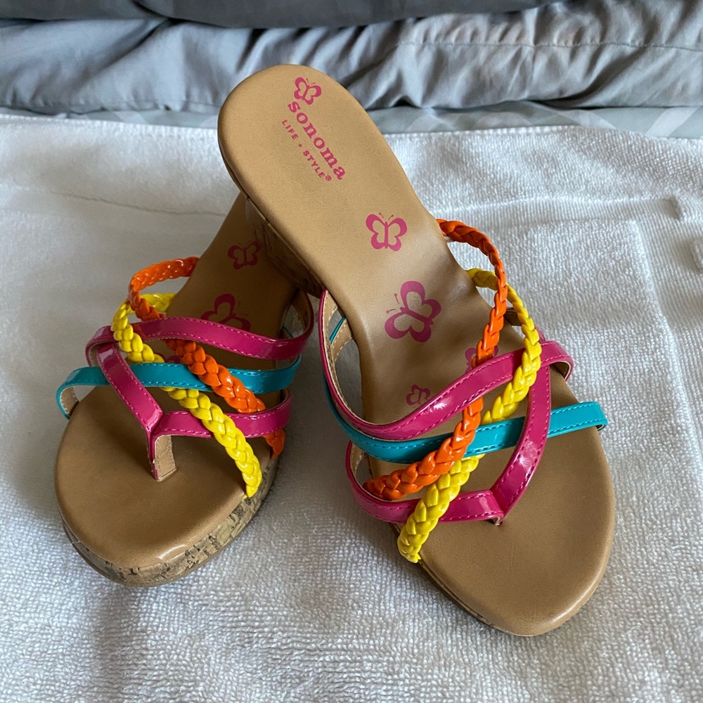 Multi colored strappy wedge Sandals